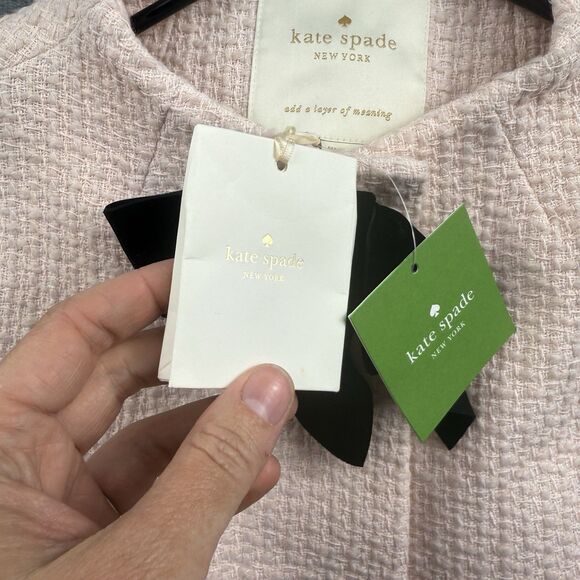 Kate Spade Cherie Pink Tweed Bow Coat Size 2 - New With Tags - Picture 8 of 16